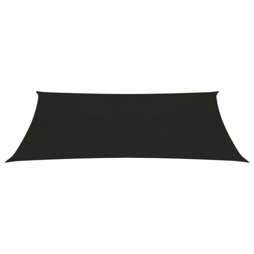 Solsejl 3 × 5 m - HDPE 160 g/m², sort rektangulært