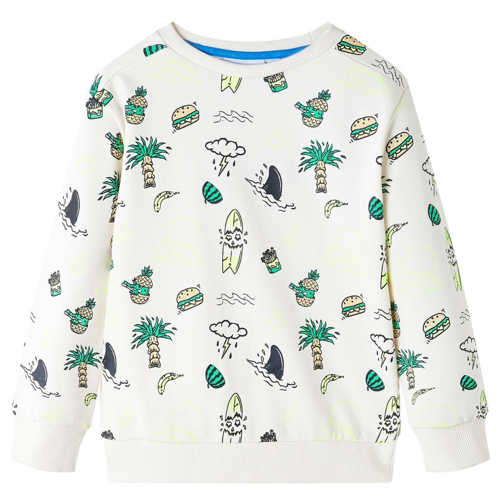 Sweatshirt til børn str. 116 - ecru med farverigt print