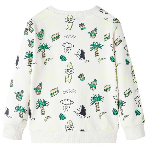 Sweatshirt til børn str. 116 - ecru med farverigt print