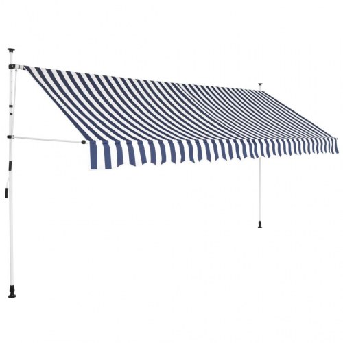 Foldemarkise med håndsving 350 cm - blå/hvid stribet