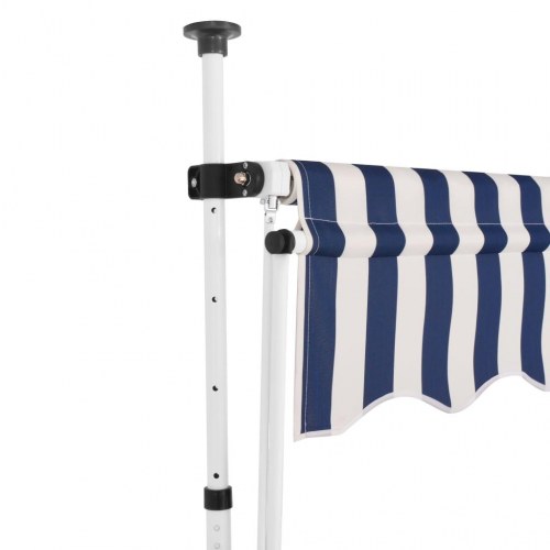 Foldemarkise med håndsving 350 cm - blå/hvid stribet