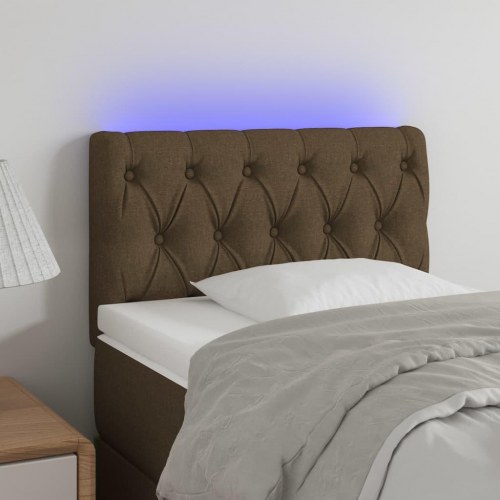 Sengegavl med LED-lys 80 x 7 x 78/88 cm - mørkebrun