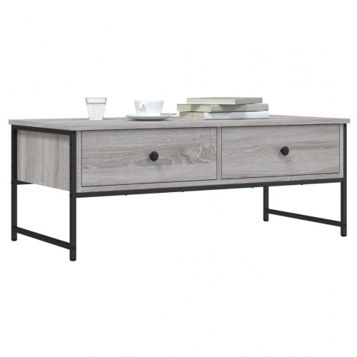 Sofabord med 2 skuffer - konstrueret træ i grå sonoma-eg, 101 × 49 × 39,5 cm