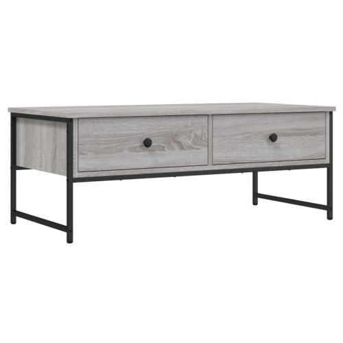 Sofabord med 2 skuffer - konstrueret træ i grå sonoma-eg, 101 × 49 × 39,5 cm