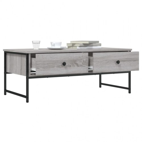 Sofabord med 2 skuffer - konstrueret træ i grå sonoma-eg, 101 × 49 × 39,5 cm