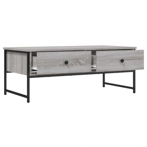 Sofabord med 2 skuffer - konstrueret træ i grå sonoma-eg, 101 × 49 × 39,5 cm