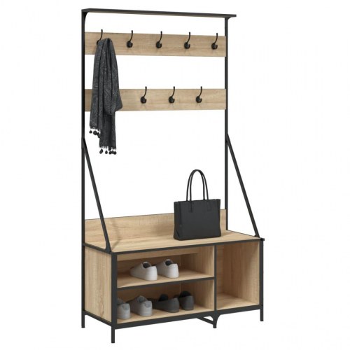 Tøjstativ med skoopbevaring 100×41×184 cm - sonoma-eg