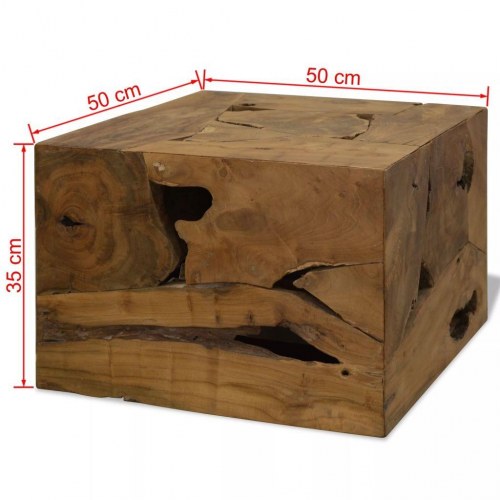 Sofabord i ægte teaktræ 50 x 50 x 35 cm - brun