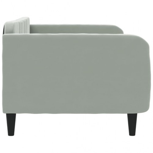 Daybed 90x190 cm i velour - lysegrå sovesofa med lamelbund