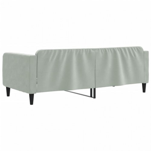 Daybed 90x190 cm i velour - lysegrå sovesofa med lamelbund