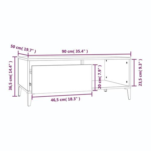 Sofabord 90x50x36,5 cm konstrueret træ sort