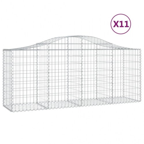 Buede gabionkurve - 11 stk. 200×50×80/100 cm i galvaniseret jern