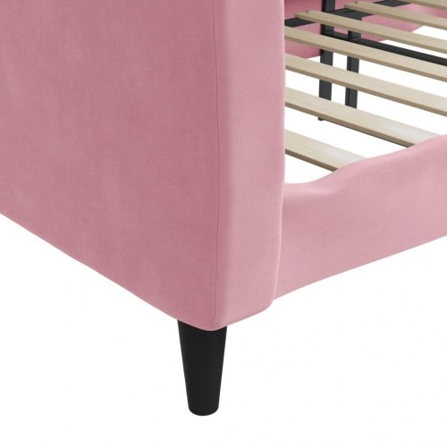 Daybed 90x200 cm - velour, lyserød sovesofa