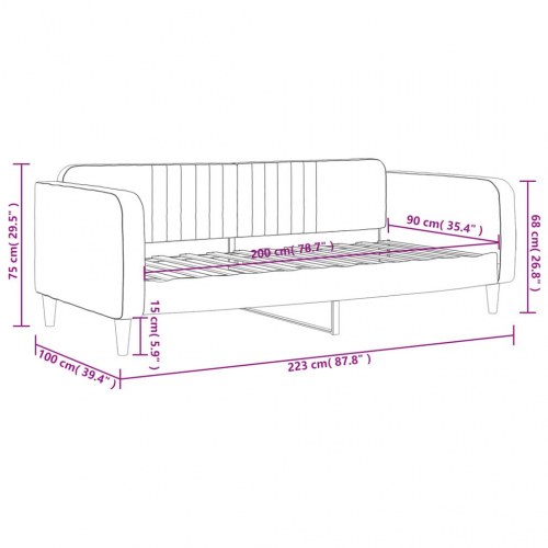 Daybed 90x200 cm - velour, lyserød sovesofa