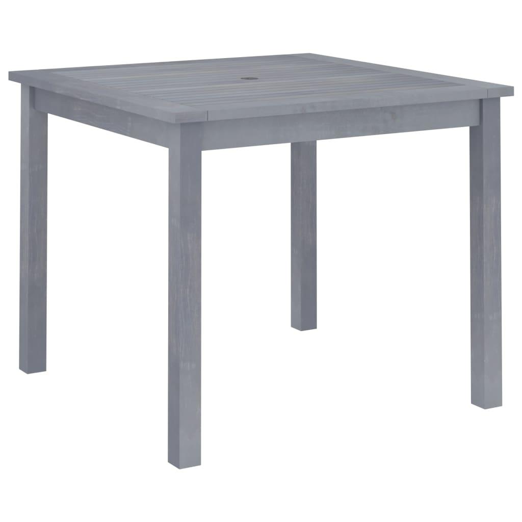 Havebord i massivt akacietræ 88×88×74 cm - grå med parasolhul