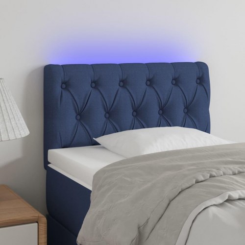 Sengegavl med LED-lys 80 x 7 x 78/88 cm - blå