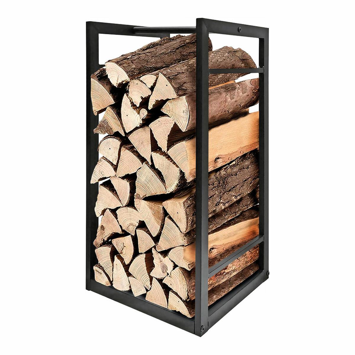 EDM Brændeholder 85766 - sort metal, 33 × 33 × 68 cm