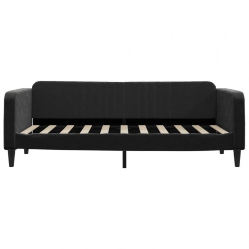 Daybed 90x190 cm i velour - sort sengeramme med lameller