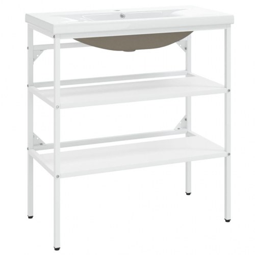 Indbygget håndvask på stel jern hvid