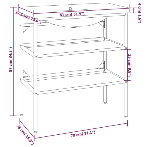 Indbygget håndvask på stel jern hvid