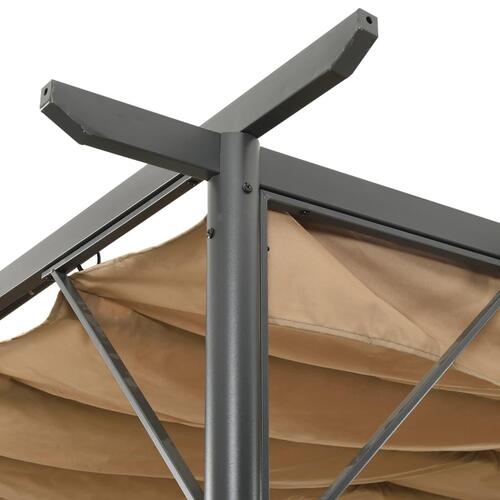 Pergola med tilbagetrækkeligt tag 3x3 m 180 g/m² stål gråbrun