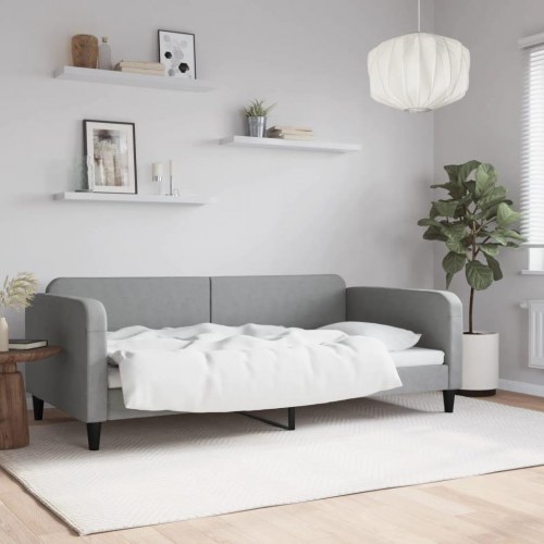 Daybed 100×200 cm i stof - lysegrå sovesofa til gæsteværelse og stue
