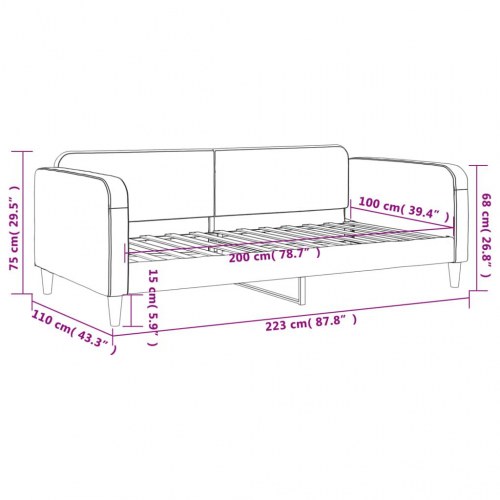 Daybed 100×200 cm i stof - lysegrå sovesofa til gæsteværelse og stue