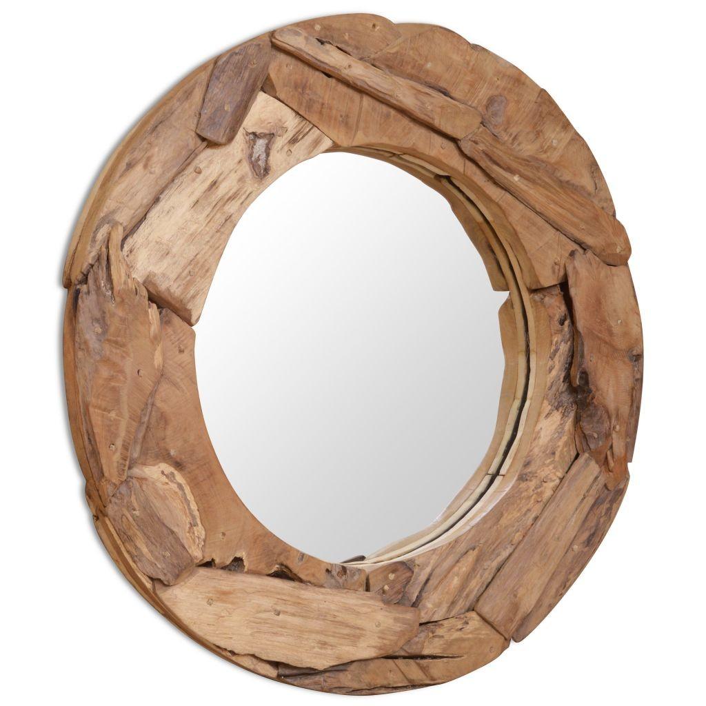 Billede af Dekorativt spejl i teak 80 cm rundt