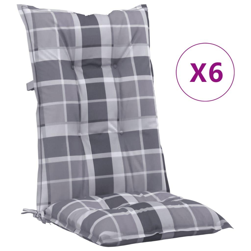 Stolehynder m. høj ryg 6 stk. 120x50x7 cm stof gråternet