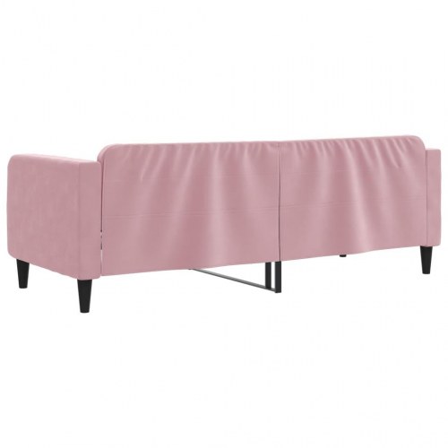 Daybed 80x200 cm i velour - lyserød sovesofa/gæsteseng