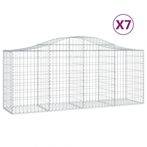 Buede gabionkurve 7 stk. 200x50x80/100 cm galvaniseret jern