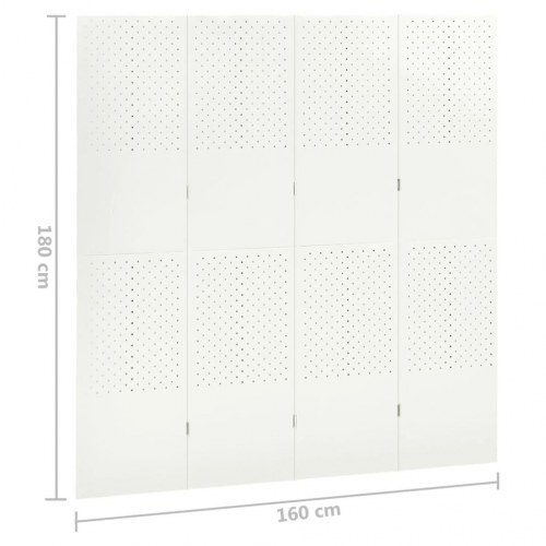 4-panels rumdelere 2 stk. 160x180 cm stål hvid