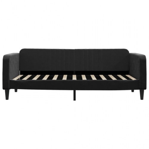 Daybed 90x200 cm i velour - sort sovesofa til stue og soveværelse