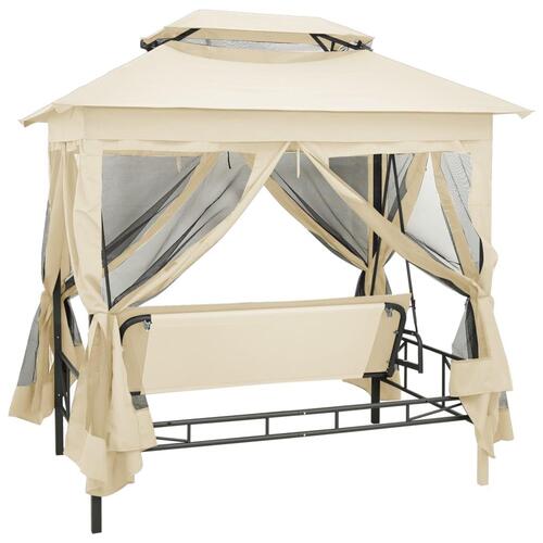 Pavillon med konvertibel gyngesofa cremehvid