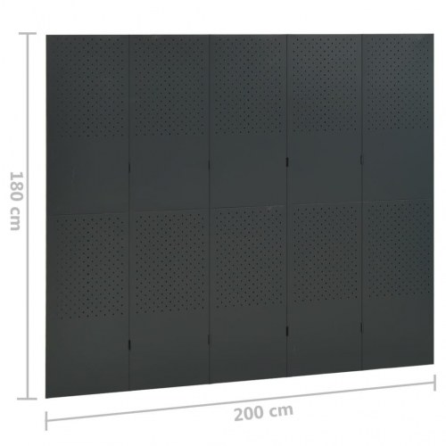 5-panels rumdeler 2 stk. 200x180 cm stål antracitgrå