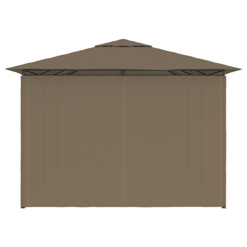 Havetelt med gardiner 4×3 m - gråbrun, 180 g/m²