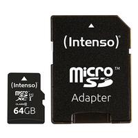 Mikro-SD-hukommelseskort med adapter INTENSO 34234 UHS-I XC Premium Sort 64 GB