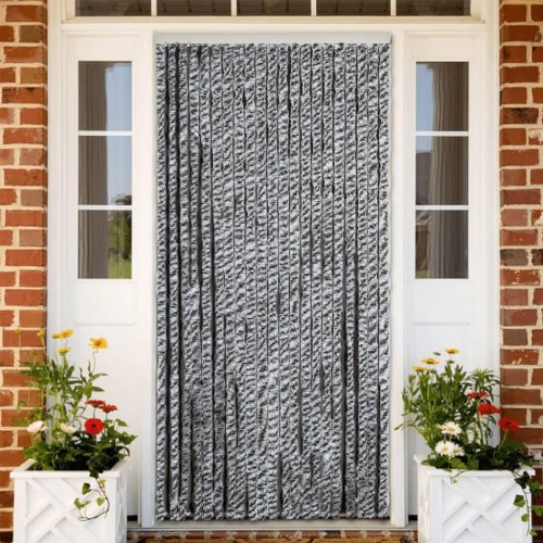 Flueforhæng 56x185 cm chenille sort og hvid