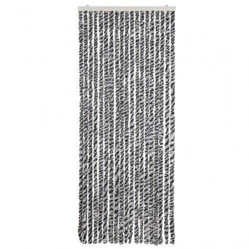 Flueforhæng 56x185 cm chenille sort og hvid