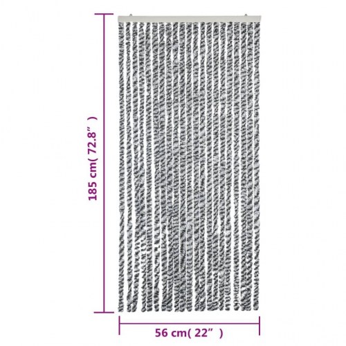 Flueforhæng 56x185 cm chenille sort og hvid
