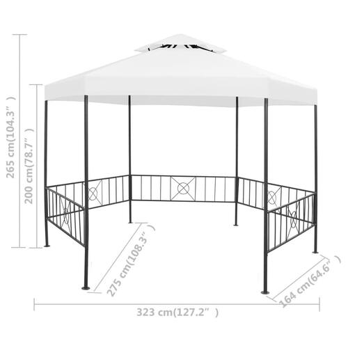 Havepavillon 323x275x265 cm 180 g/m² hvid