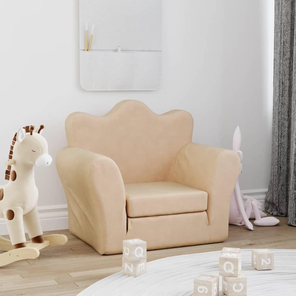 Sofaseng til børn blødt plys cremefarvet