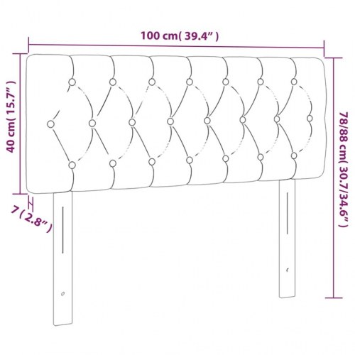 Sengegavl med LED-lys i stof 100 x 7 x 78/88 cm - cremefarvet