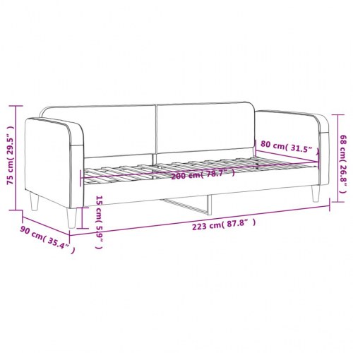 Daybed 80x200 cm i stof - cremefarvet sengeramme/sovesofa