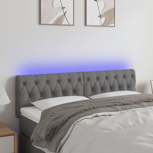 Sengegavl med LED-lys 144 x 7 x 78/88 cm - mørkegrå