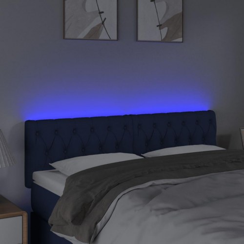 Sengegavl med LED-lys 144 x 7 x 78/88 cm - blå