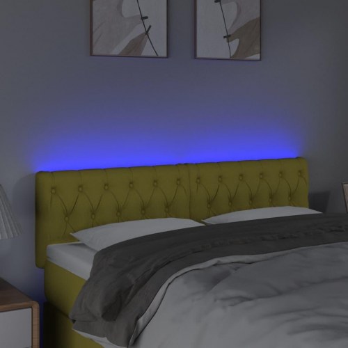 Sengegavl med LED-lys 144x7x78/88 cm stof grøn