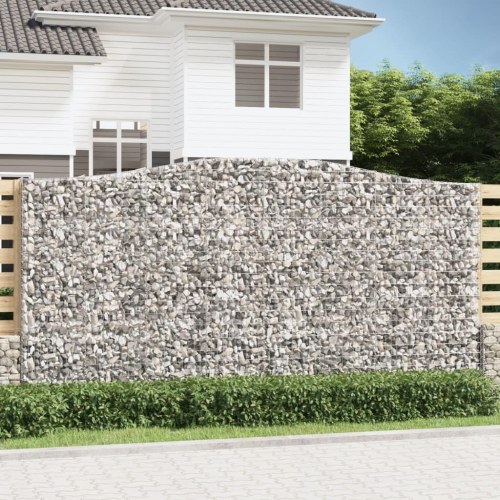 Buede gabionkurve - 4 stk., 400×50×200/220 cm, galvaniseret jern