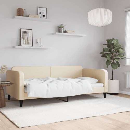 Daybed 90x200 cm i stof - cremefarvet sengeramme/sovesofa