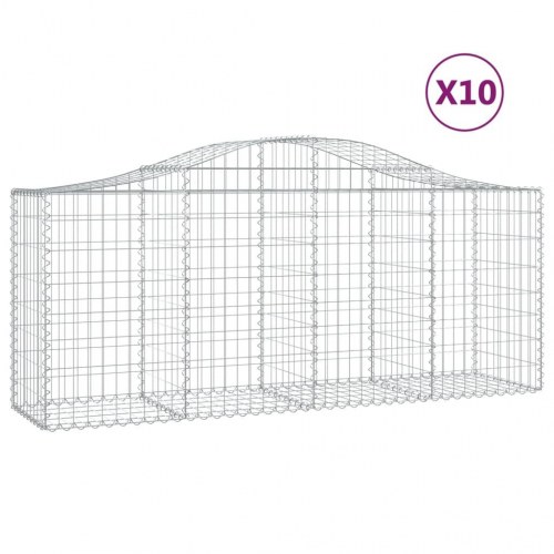 Buede gabionkurve - 10 stk. 200×50×80/100 cm i galvaniseret jern